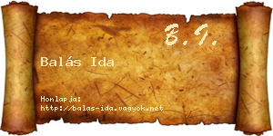 Balás Ida névjegykártya
